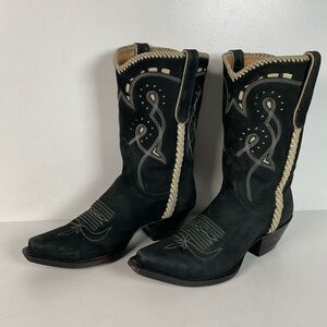 Liberty Handmade Cowgirl Boots | Nubuck Suede | Braided | Women’s 8 B